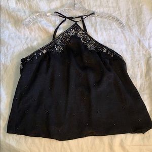 Free people black tank top with sequins